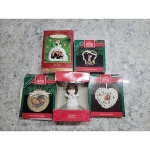 Lot of Five Hallmark‎ Keepsake Christmas Ornaments 1990's Family Themed.